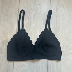 Charlotte Russe black scalloped hem longline adjustable bralette bikini top S